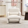 Modern Accent Chair, Single Sofa Chair with Arms, Chenille Upholstered Comfy Reading Arm Chair with Waist Pillow,Modern Accent Chair - 3 of 4