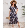 YESFASHION V Neck Wrap Maxi Dress for Women Plus Size High Waist Ruffle Casual Summer Dress with Belt - 2 of 4