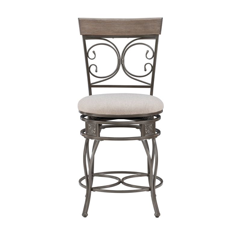 Nora Big and Tall Swivel Faux Leather Counter Height Barstool Pewter - Powell, 4 of 13