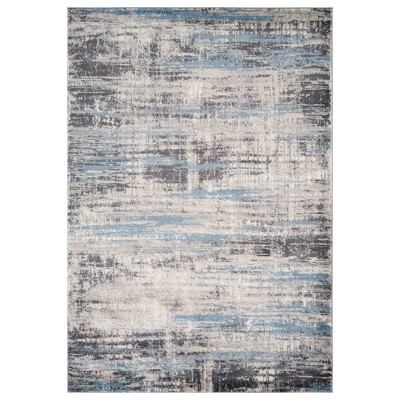 Blue Gray And Ivory Abstract Area Rug