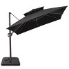11FT Square Double Top Cantilever Umbrella Outdoor 360° Rotation 6 Heights Adjustable Offset Umbrella with Metal Pole Cantilever with Base - 2 of 4