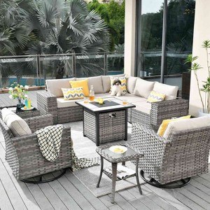 XIZZI 10 Pieces Wicker Furniture Set, Sectional Sofa Set with Wide Armrest and Deep Seat, Rattan Modular Conversation Set for Backyard Garden - 1 of 4