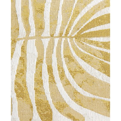 Gold and White Rectangular Washable Non-Slip Decorative Rug