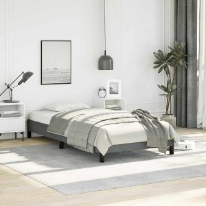 Bed Frame Dark Gray Polyester, Plywood, Engineered Wood Twin XL - 1 of 4