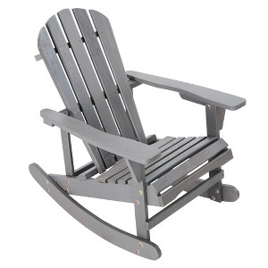 34.50INCH,Adirondack Rocking Chair Solid Wood Chairs Finish Outdoor Furniture for Patio,Navy Blue - 1 of 4
