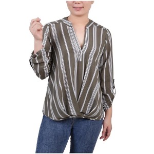 NY Collection Womens Push Tab Mandarin Pullover Blouse - 1 of 1
