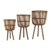 Plant Stand Set Of 3 (11” 13” 15")Indoor Bamboo Footed Shelf Corner Plants Flower Holders Outdoor Plant Holder Stands - 2 of 4