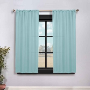 Classic Modern Solid Room Darkening Semi-Blackout Curtains, Rod Pocket, Set of 2 by Blue Nile Mills - 1 of 4