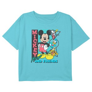 Girl's Mickey & Friends Retro Shapes Crew Crop Top T-Shirt - 1 of 3