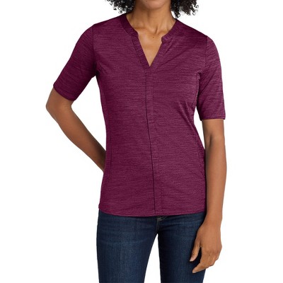 Mafoose Women's Short Sleeve Stretch Heather Moisture Wicking Open Neck Polo Top