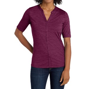 Mafoose Women's Short Sleeve Stretch Heather Moisture Wicking Open Neck Polo Top - 1 of 4