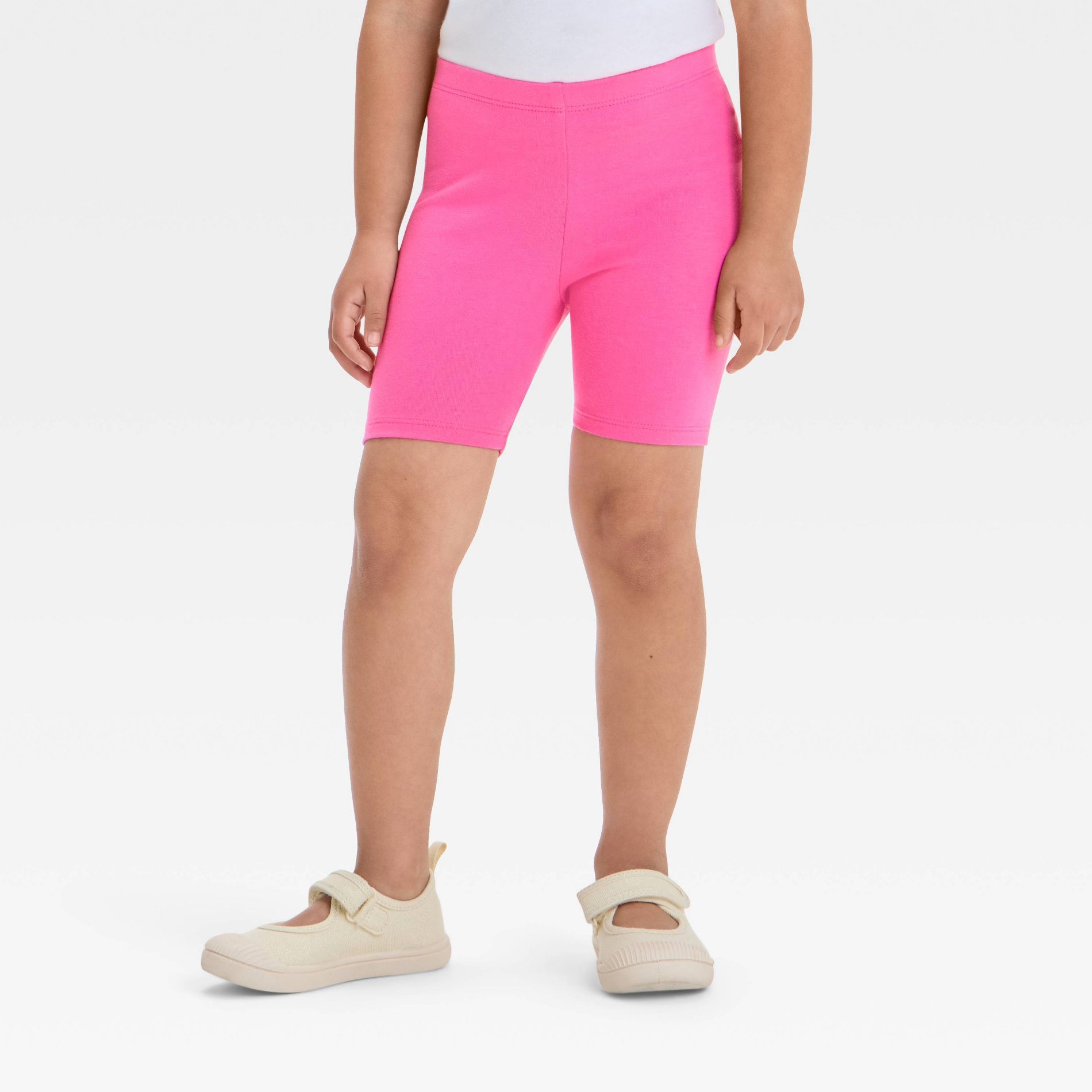 Toddler Girls' Bike Shorts - Cat & Jack™ Dark Pink 4T: Cotton-Spandex Blend, Midweight Jersey, Elastic Waist, 4.5" Inseam