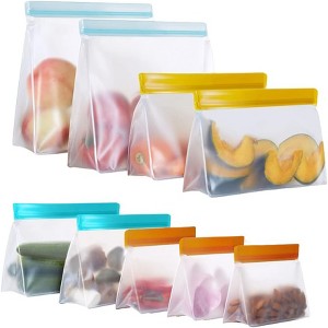 Reusable Food Storage Bags Stand Up, 9 Pack Leakproof Freezer Bags, BPA Free - 1 of 4