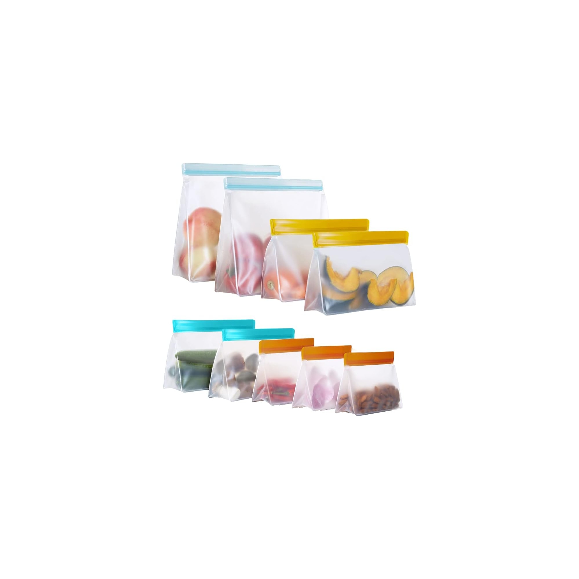 Reusable Food Storage Bags Stand Up, 9 Pack Leakproof Freezer Bags, BPA Free