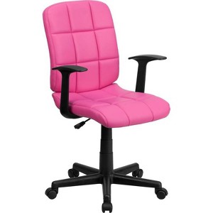 Mid-Back Swivel Task Chair Pink Quilted Vinyl - Flash Furniture