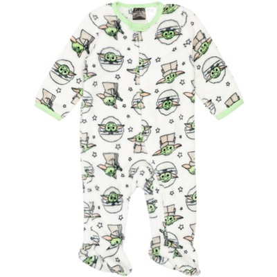 Image of Star Wars The Mandalorian The Child Newborn Baby Boys Zip Up Sleep N' Play White 6-9 Months