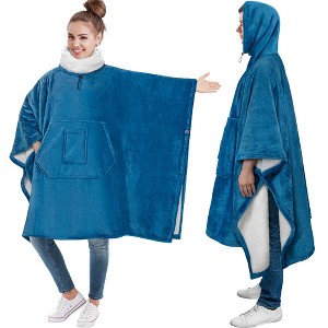PAVILIA Wearable Blanket Women Men, Oversized Hoodie Sweatshirt Sweater Neck Warmer, Fleece Soft Hug Sleep Pod - 1 of 4