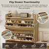 47.2" Shoe Racks Storage Cabinet Rattan Shoe Storage Organizer With 2 Flip Drawers, a Storage Drawer and a Bench For Entryway, Light Brown-- Frevyn - 3 of 4