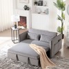 Kumasinova 3 in 1 Convertible Sofa Bed with Adjustable Backrest & Side Pockets, Velvet Sleeper Futon Sofa, Pull-Out Couch, Loveseat with 2 Pillows - 2 of 4