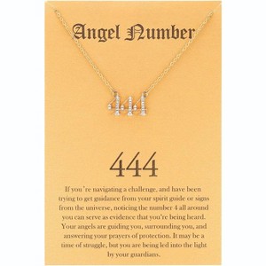 Numerology Choker Necklace with Angel Numbers Spiritual Jewelry 444 Zircon - 1 of 4