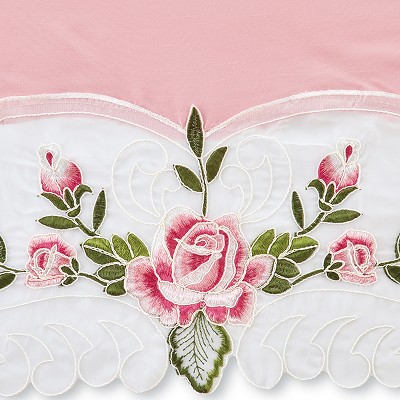 Rose Embroidered Sheer Polyester 36" Tier Curtains
