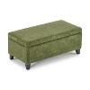 Storage Ottoman with Flip-Top Lid, Easy Assembly, Boucle Fabric & Birch Wood Legs, Green - 4 of 4