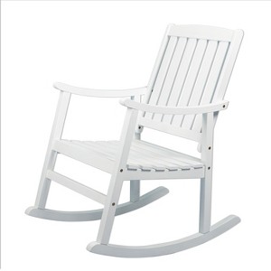 Penny Classic Slat-Back Acacia Wood Patio Outdoor Rocking Chair - JONATHAN Y - 1 of 4