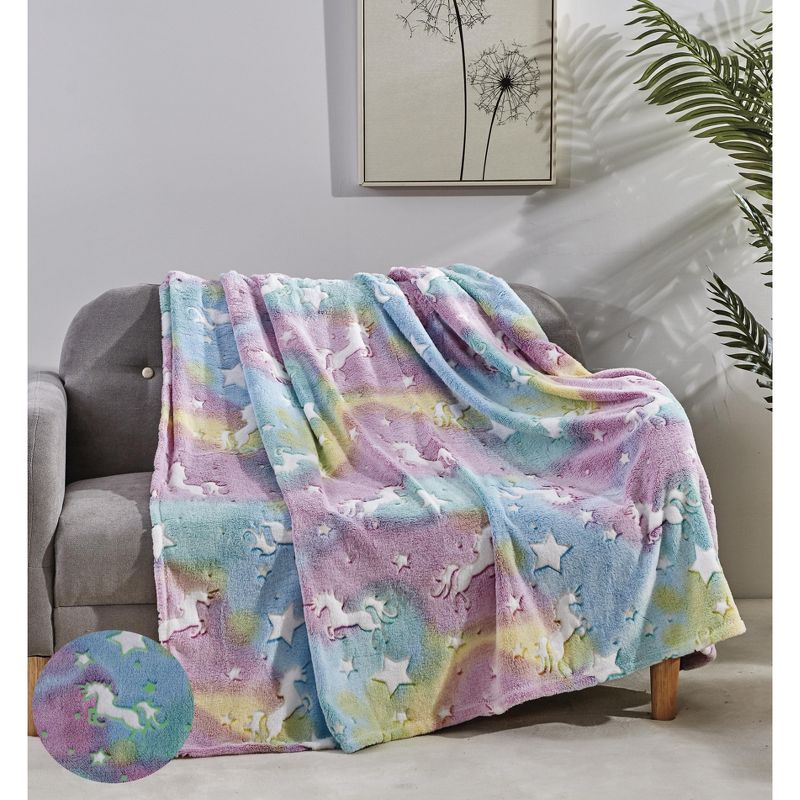 Noble House Glow In The Dark Super Fun & Cozy Microplush Throw Blanket Makes A Great Gift 50" x 60", 1 of 4