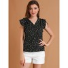 Allegra K Women's Chiffon Ruffle Flutter Sleeves Half Placket V Neck Dot Print Blouse - 2 of 4