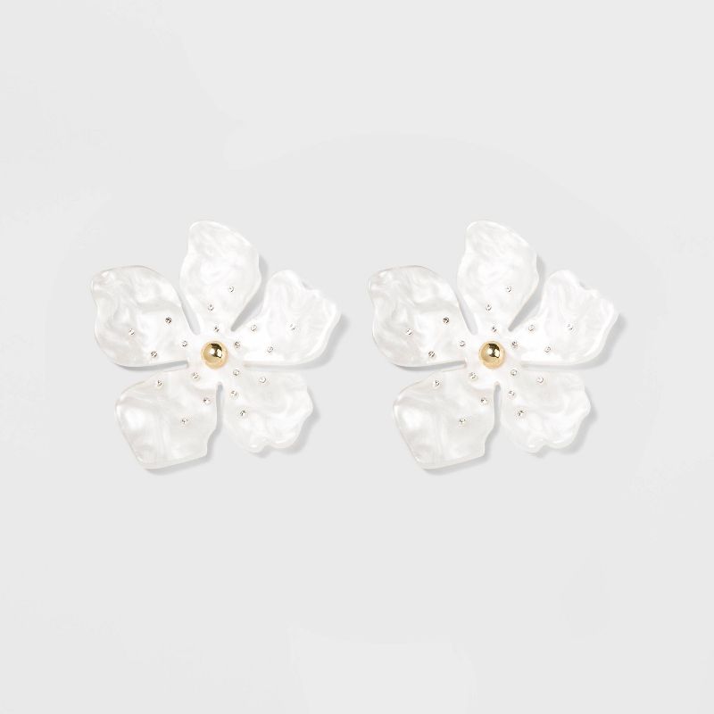 SUGARFIX by BaubleBar Resin Flower Drop Earrings - White, 1 of 4