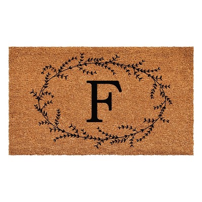 Calloway Mills Rustic Leaf Vine Monogrammed Doormat 36 In. x 72 In. (Letter F)