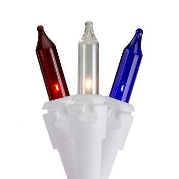 Northlight Mini Christmas Light Set - Red, White, Blue - 20' White Wire - 100ct