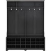 Space-Saving Hall Tree, 60-Inch Coat Rack with Metal Hooks & 24 Shoe Storage Cubbies, Entryway Bench for Home Organization - 4 of 4