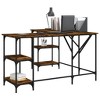 vidaXL Desk Smoked Oak 54.7 in.x54.7 in.x29.5 in. Engineered Wood - image 3 of 4