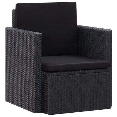 VidaXLPatio Chair with Cushions Poly Rattan Black