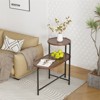 RISOKEYS Round Coffee Table with Storage Tray - 2 Tier Oval End Table, Wooden Small Side Table for Living Room , Black Metal Frame - 2 of 4