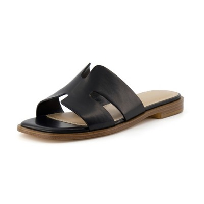 CUSHIONAIRE Voyage Cutout Strap Slides for Women, Slip On Summer Flats, Trendy Footwear, Comfortable Vacation Style Sandals for Women 2025