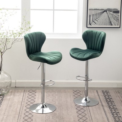 DOMETOUR Adjustable Swivel Barstools with Upholstered Set of 2