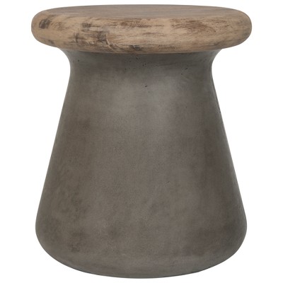 Button Round Concrete Accent Table - Dark Gray - Safavieh