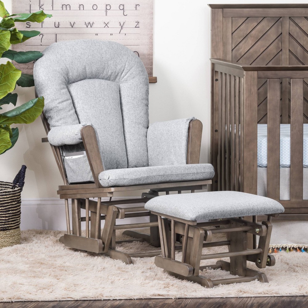 Child Craft Tranquil Glider and Ottoman - Cocoa Bean/Gray Herringbone