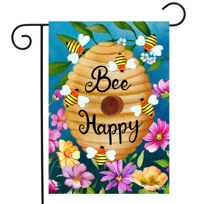Bee Happy Multicolor Polyester Outdoor Garden Flag 18" x 12.5"