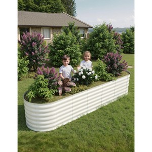 Galvanized Raised Garden Beds Outdoor, Oval Metal Planter Boxes Outdoor, Bottomless Planter Raised Beds for Vegetables Flowers Herbs Fruits - 1 of 4