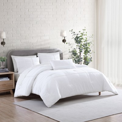 City Scene Solid Microfiber White King Duvet Cover Bonus Set