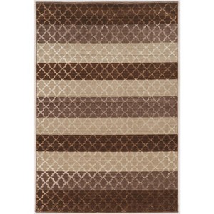 HomeStock EvolutionTrellisStripesBeige&Brown8x10.3, Transitional, Power Loomed Rug - 1 of 4