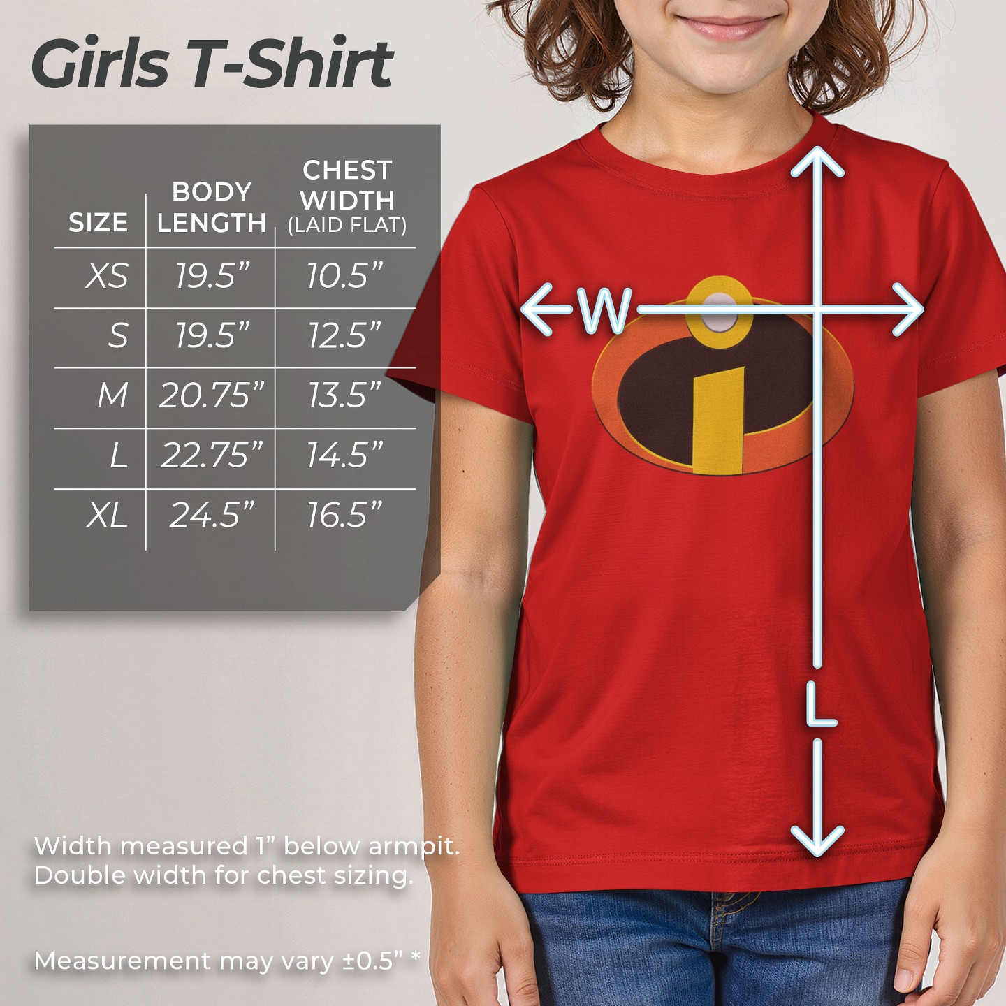 Футболка The Incredibles Classic Logo T-Shirt - Red для девочек, цвет: Красный — фото 5