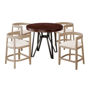 Christopher Knight Home Ember 5 Pieces Metal and Rubberwood Counter Height Dining Set - 1 of 4