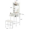 Small Makeup Vanity Desk Set with Mirror, Mini Makeup Vanity w/Adjustable Lighted, 2 Drawers, Hair Dryer Holder for Small Bedrooms, Apartments - 2 of 4