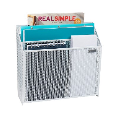 Mind Reader 3-Pocket Metal Wall Mounted Vertical Wall File Storage Desktop Organizer White