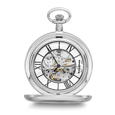Black Bow Jewelry Swingtime Chrome-finish Brass Mechanical Pocket Watch