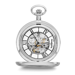 Black Bow Jewelry Swingtime Chrome-finish Brass Mechanical Pocket Watch - 1 of 4